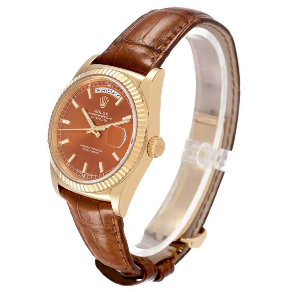 President Day-Date (Reference 118138). A 36mm yellow gold automatic wristwatch with date and day.