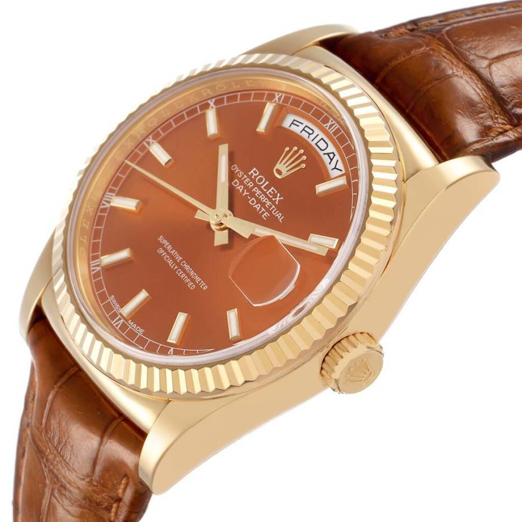 President Day-Date (Reference 118138). A 36mm yellow gold automatic wristwatch with date and day.