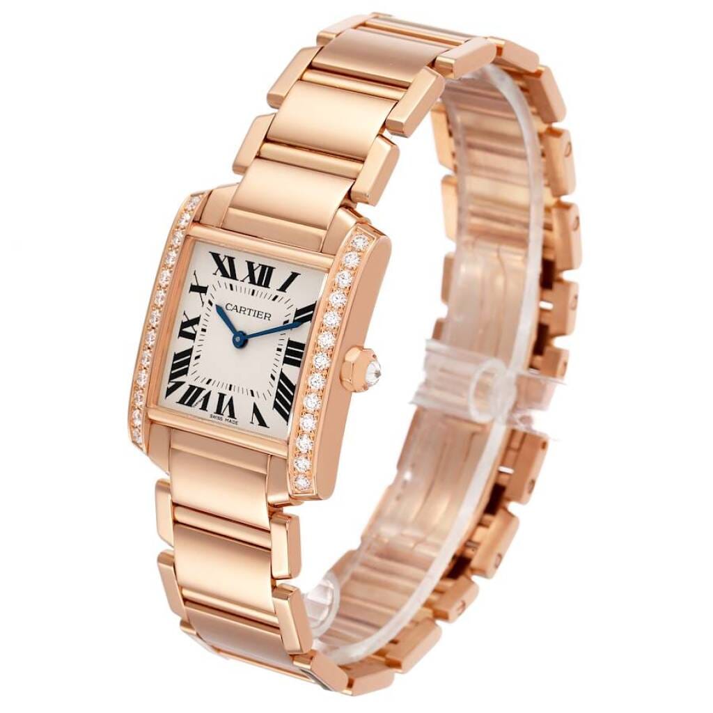 Tank Francaise Medium (Reference WJTA0023). A 30mm rose gold diamond-set quartz wristwatch. 2020