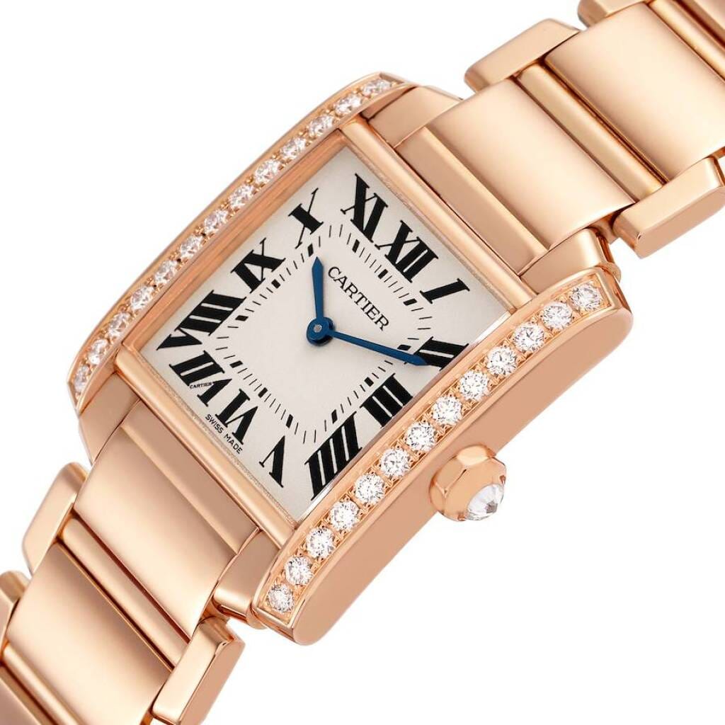 Tank Francaise Medium (Reference WJTA0023). A 30mm rose gold diamond-set quartz wristwatch. 2020