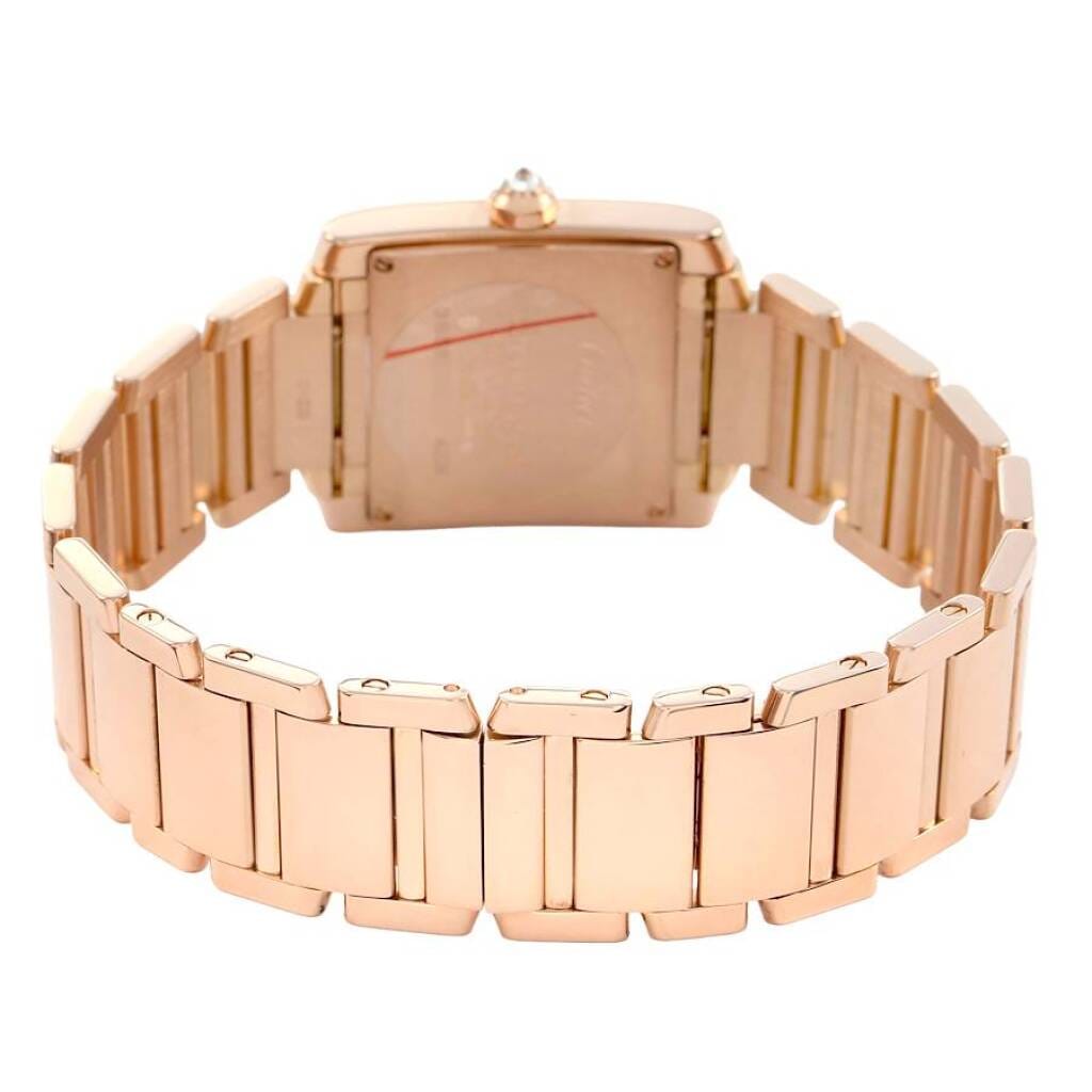 Tank Francaise Medium (Reference WJTA0023). A 30mm rose gold diamond-set quartz wristwatch. 2020