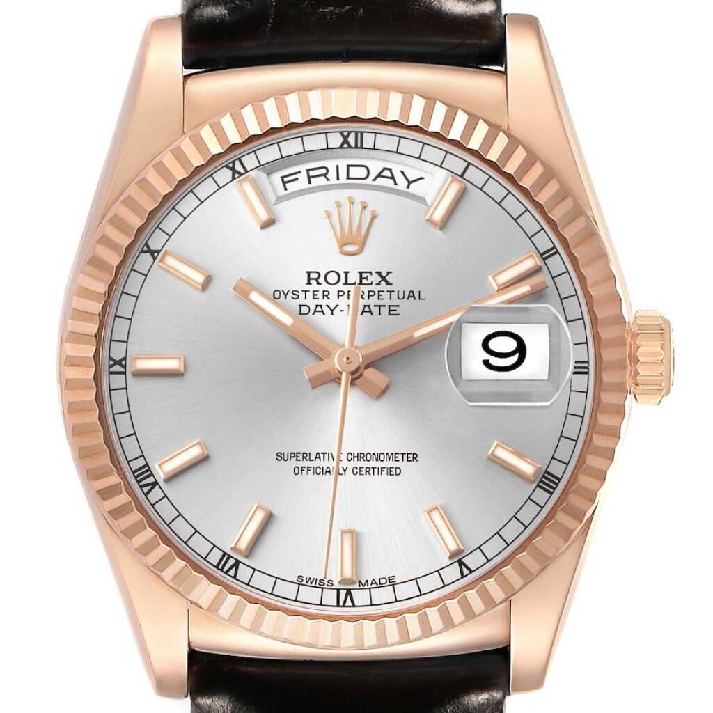 President Day-Date (Reference 118135). A 36mm rose gold automatic wristwatch with date and day. 2015