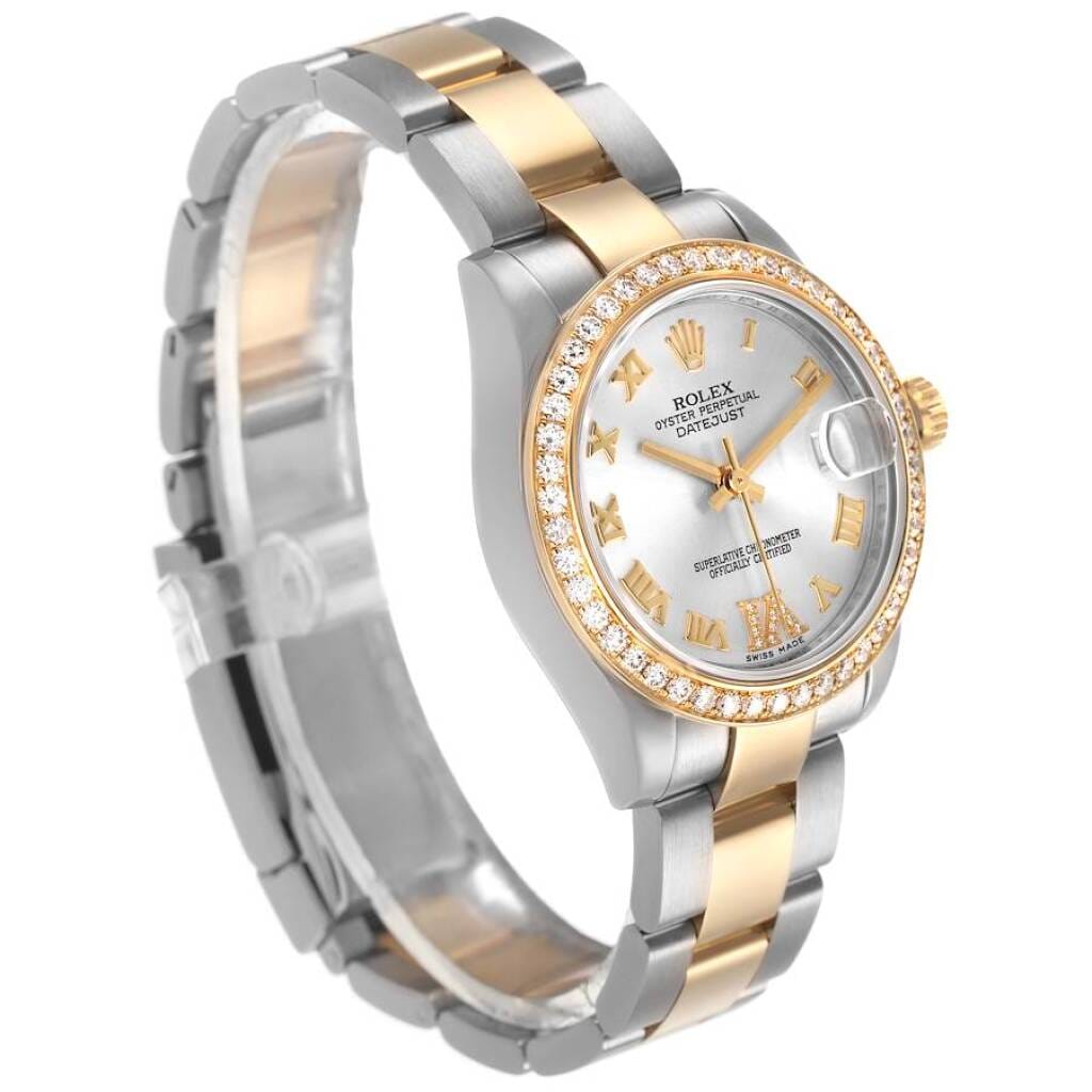 Datejust (Reference 178383). A 31mm yellow gold stainless steel diamond-set automatic wristwatch with date. 2011
