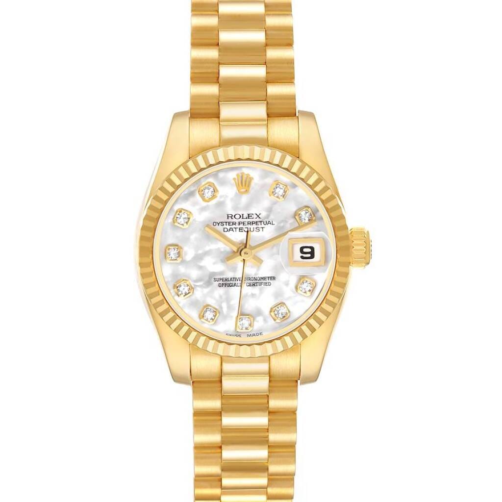 President Datejust (Reference 179178). A 26mm yellow gold diamond-set automatic wristwatch with date. 2005
