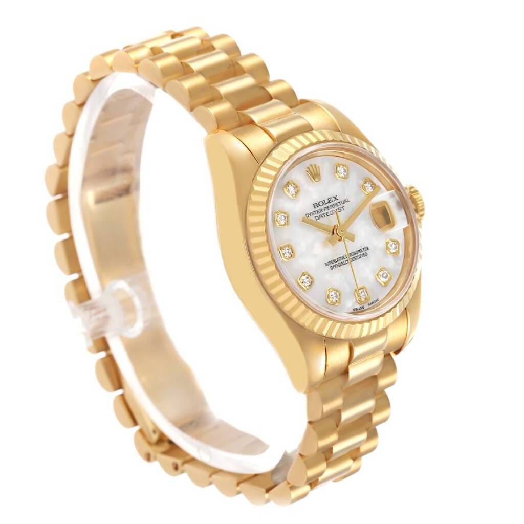 President Datejust (Reference 179178). A 26mm yellow gold diamond-set automatic wristwatch with date. 2005