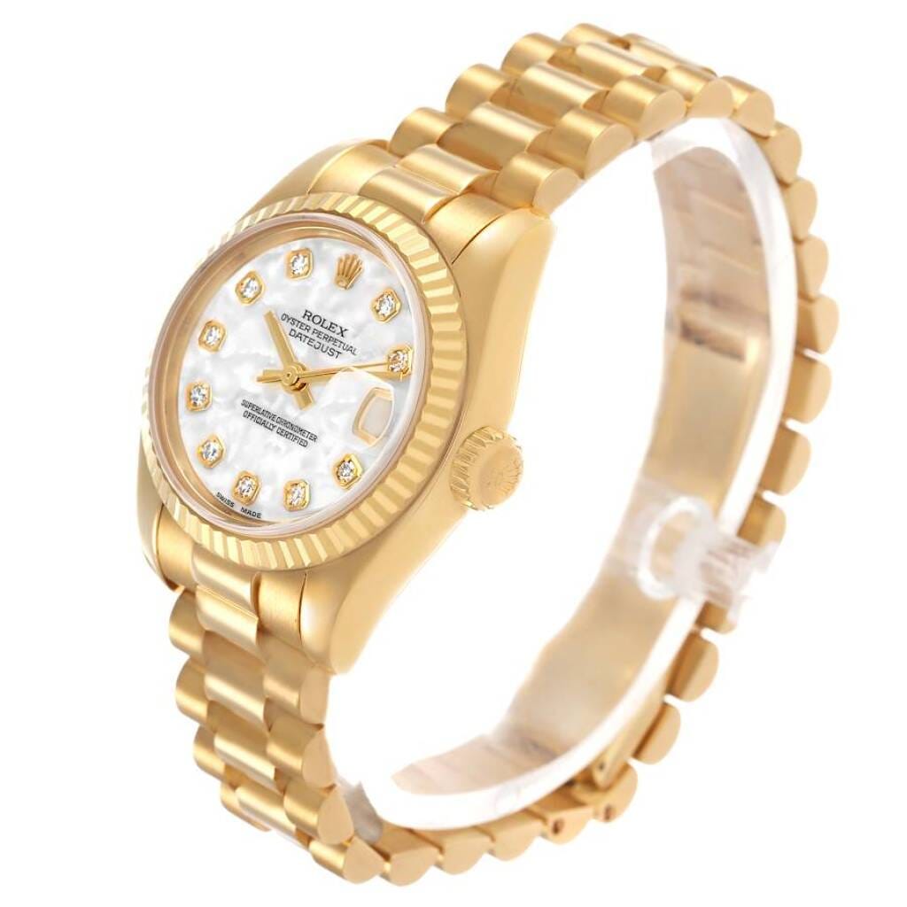 President Datejust (Reference 179178). A 26mm yellow gold diamond-set automatic wristwatch with date. 2005
