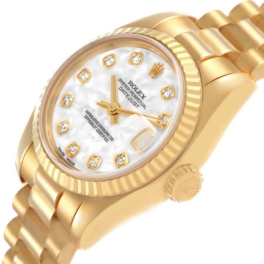 President Datejust (Reference 179178). A 26mm yellow gold diamond-set automatic wristwatch with date. 2005