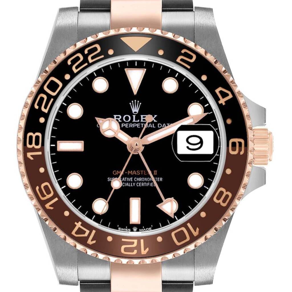GMT-Master II 'Root Beer' (Reference 126711CHNR). A 40mm rose gold stainless steel automatic wristwatch with date and dual time. 2023