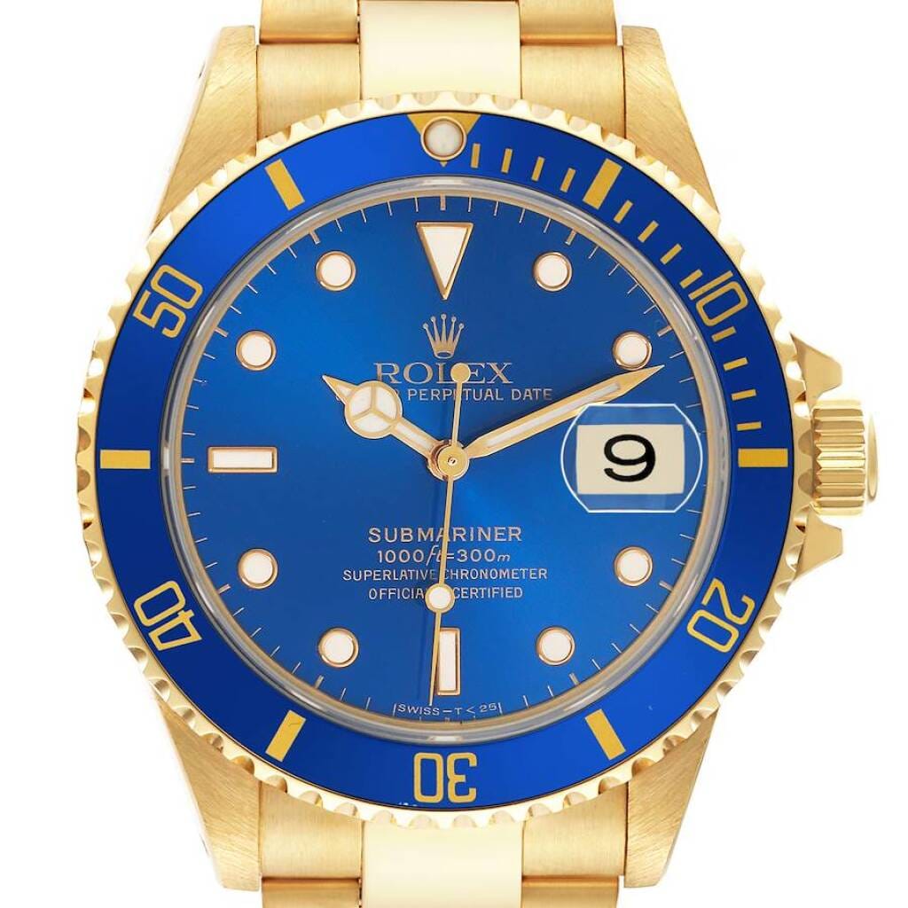 Submariner (Reference 16618). A 40mm yellow gold automatic wristwatch with date. 1993-1994