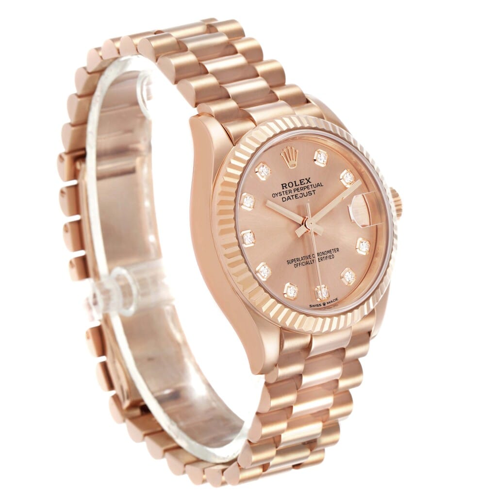 President Datejust (Reference 278275). A 31mm rose gold diamond-set automatic wristwatch with date. 2022