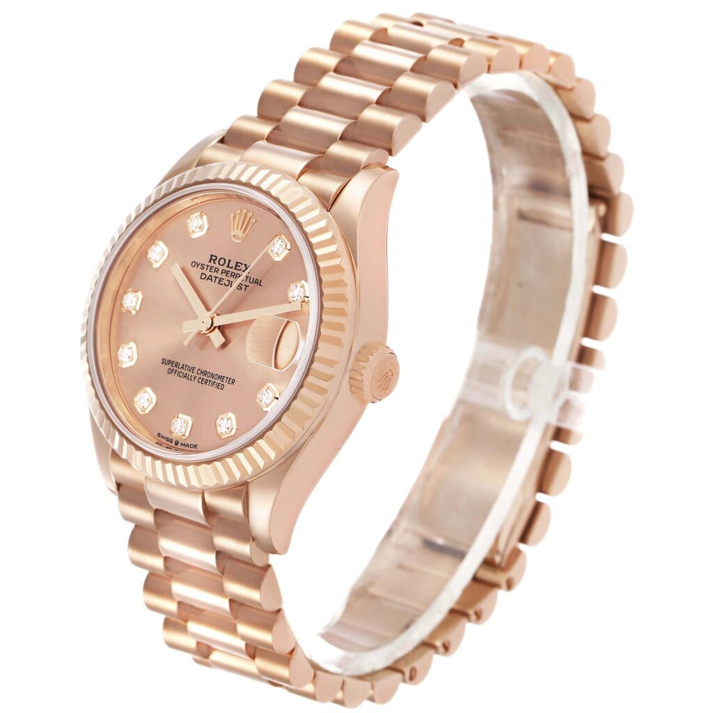 President Datejust (Reference 278275). A 31mm rose gold diamond-set automatic wristwatch with date. 2022