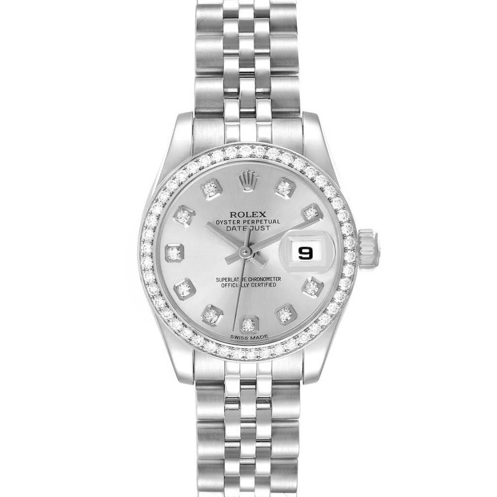 Datejust (Reference 179384). A 26mm white gold stainless steel diamond-set automatic wristwatch with date.
