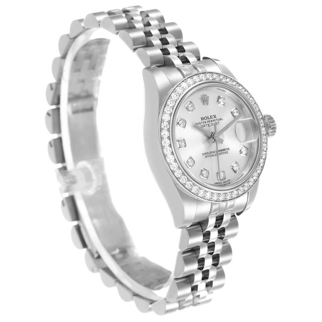 Datejust (Reference 179384). A 26mm white gold stainless steel diamond-set automatic wristwatch with date.