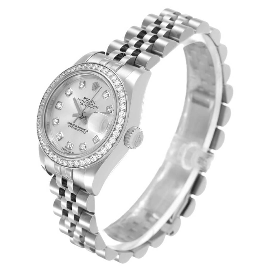 Datejust (Reference 179384). A 26mm white gold stainless steel diamond-set automatic wristwatch with date.