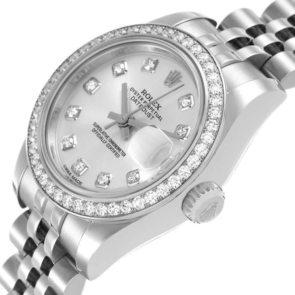 Datejust (Reference 179384). A 26mm white gold stainless steel diamond-set automatic wristwatch with date.