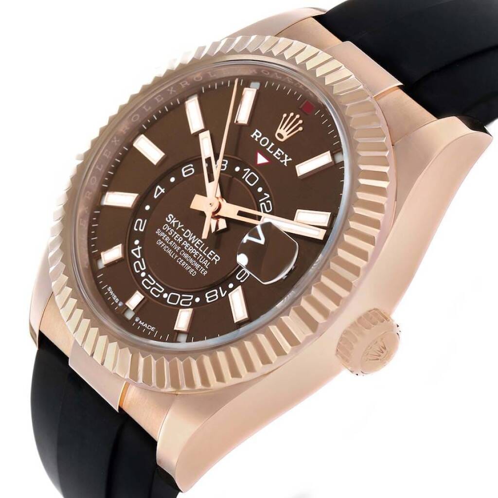 Sky-Dweller (Reference 336235). A 42mm rose gold automatic wristwatch with date and dual time. 2024