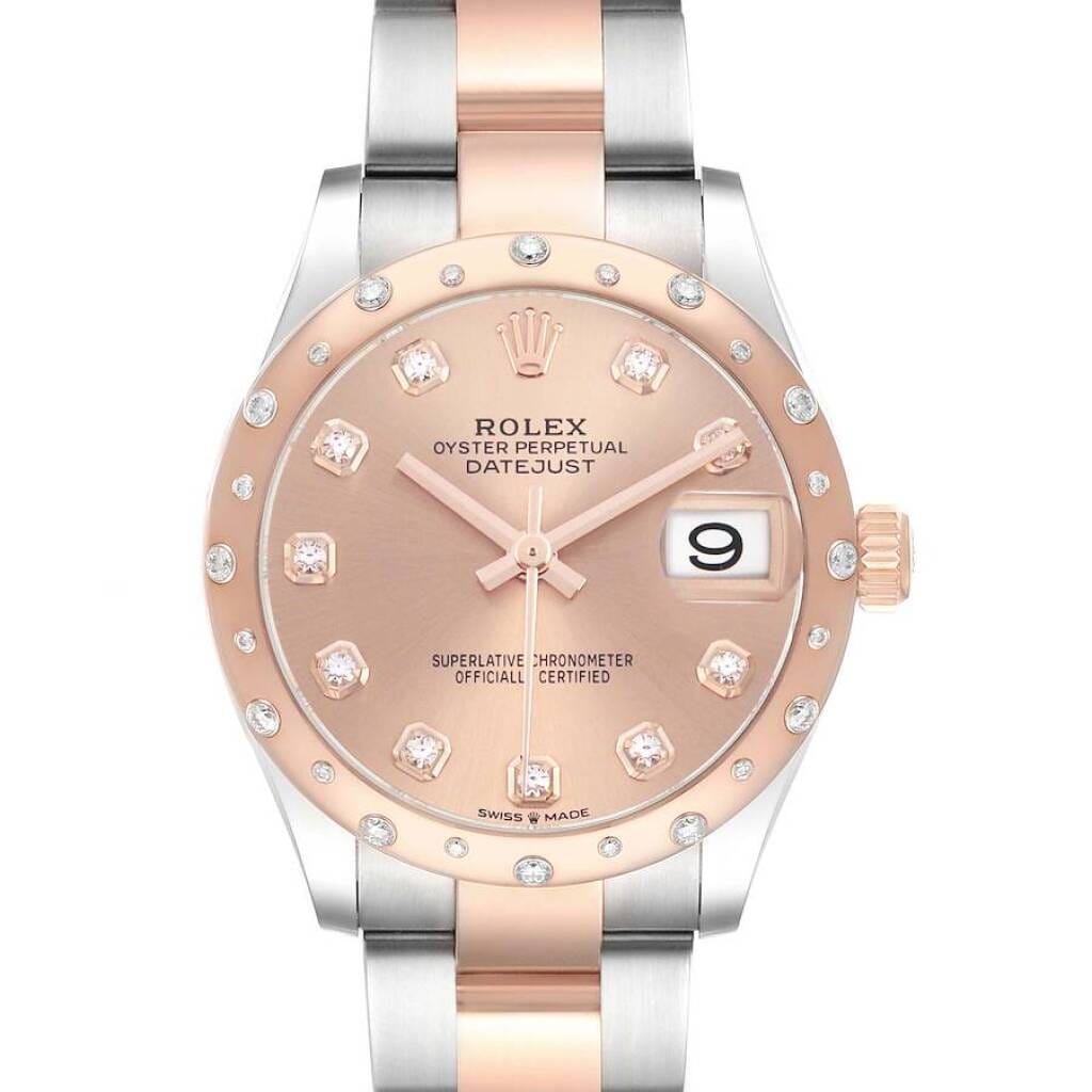 Datejust (Reference 278341RBR). A 31mm rose gold stainless steel diamond-set automatic wristwatch with date. 2021