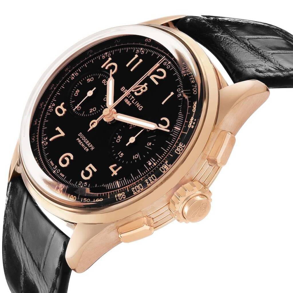 Premier B15 Duograph (Reference RB1510251B1P1). A 42mm rose gold manual wind wristwatch with split second chronograph.