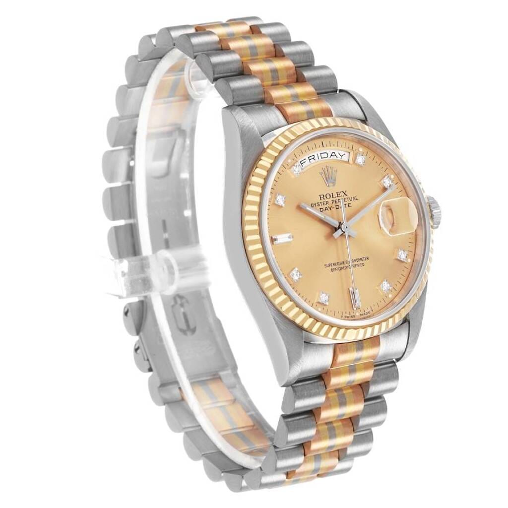 President Day-Date Tridor (Reference 18239BIC). A 36mm yellow white rose gold diamond-set automatic wristwatch with date and day. 1990-1991