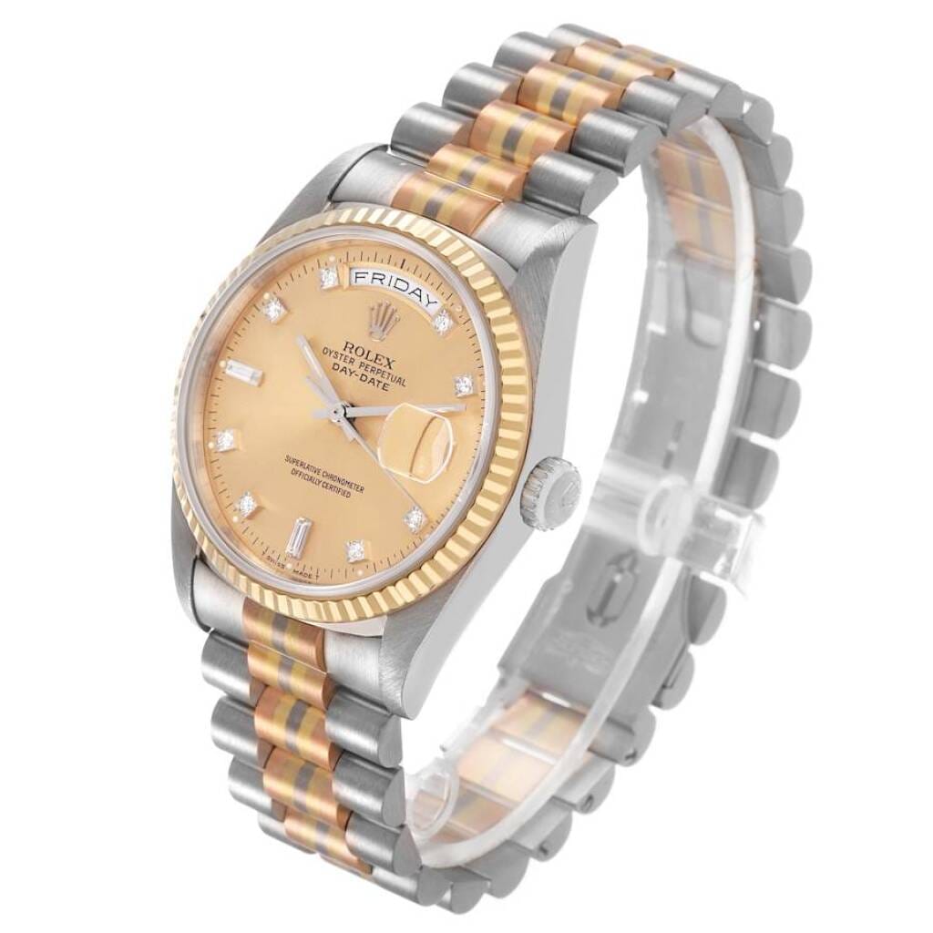 President Day-Date Tridor (Reference 18239BIC). A 36mm yellow white rose gold diamond-set automatic wristwatch with date and day. 1990-1991