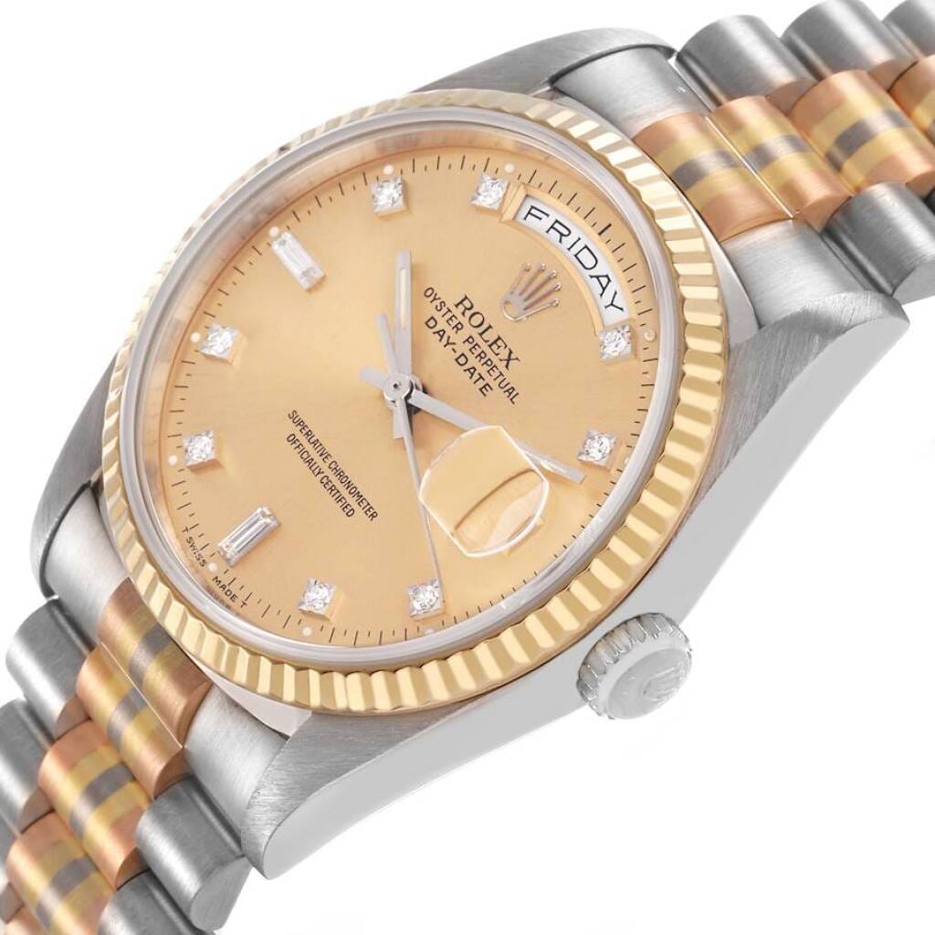 President Day-Date Tridor (Reference 18239BIC). A 36mm yellow white rose gold diamond-set automatic wristwatch with date and day. 1990-1991
