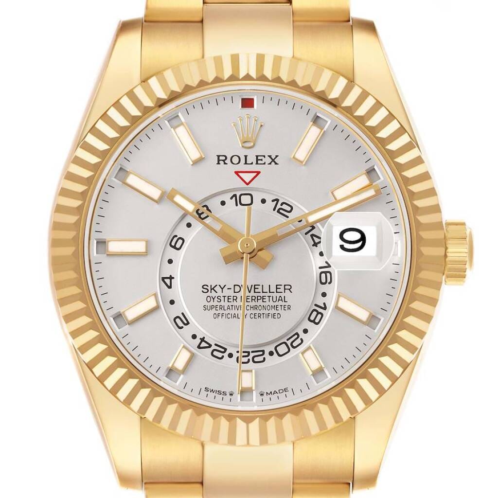 Sky-Dweller (Reference 336938). A 42mm yellow gold automatic wristwatch with date and dual time. 2024