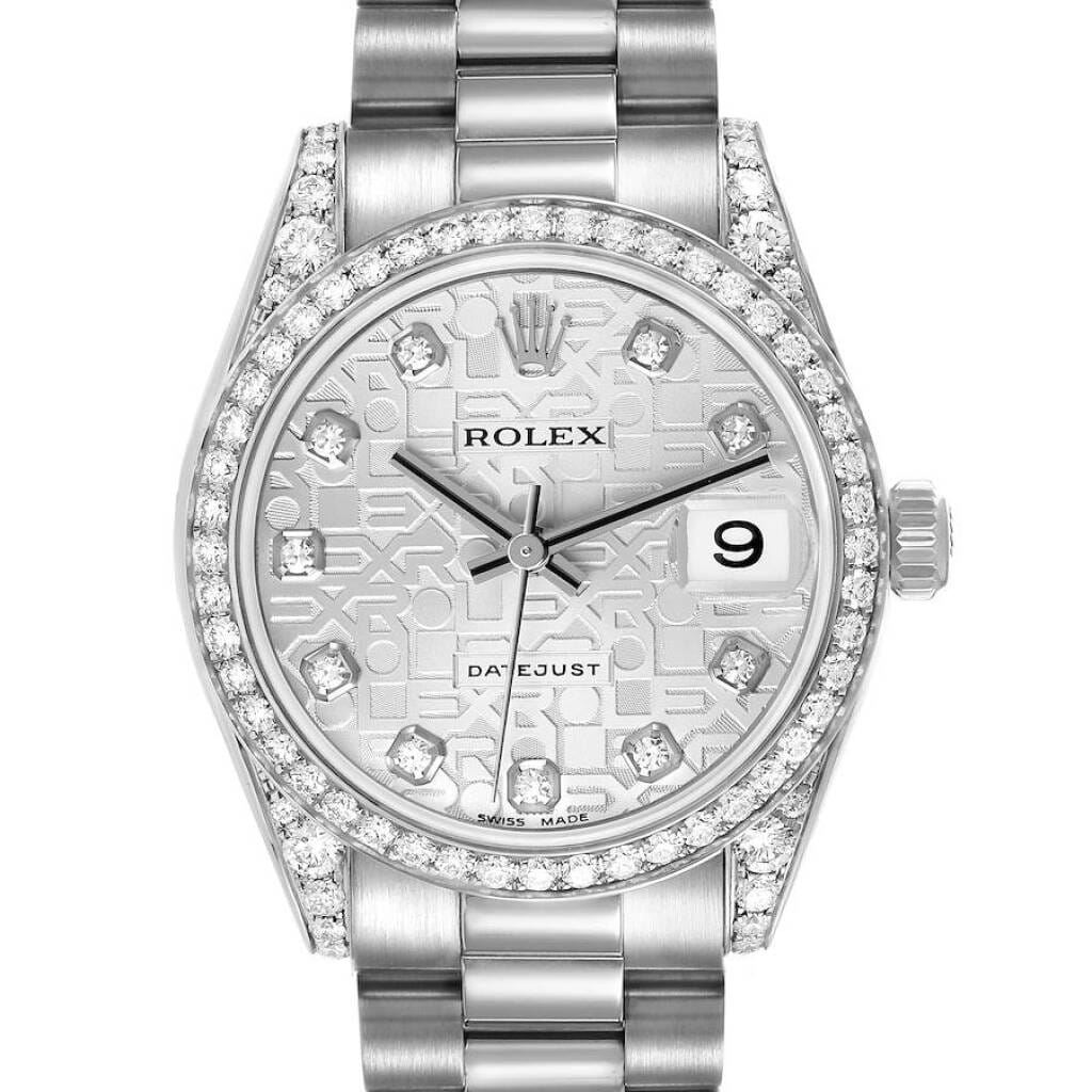 President Datejust (Reference 178159). A 31mm white gold diamond-set automatic wristwatch with date. 2007