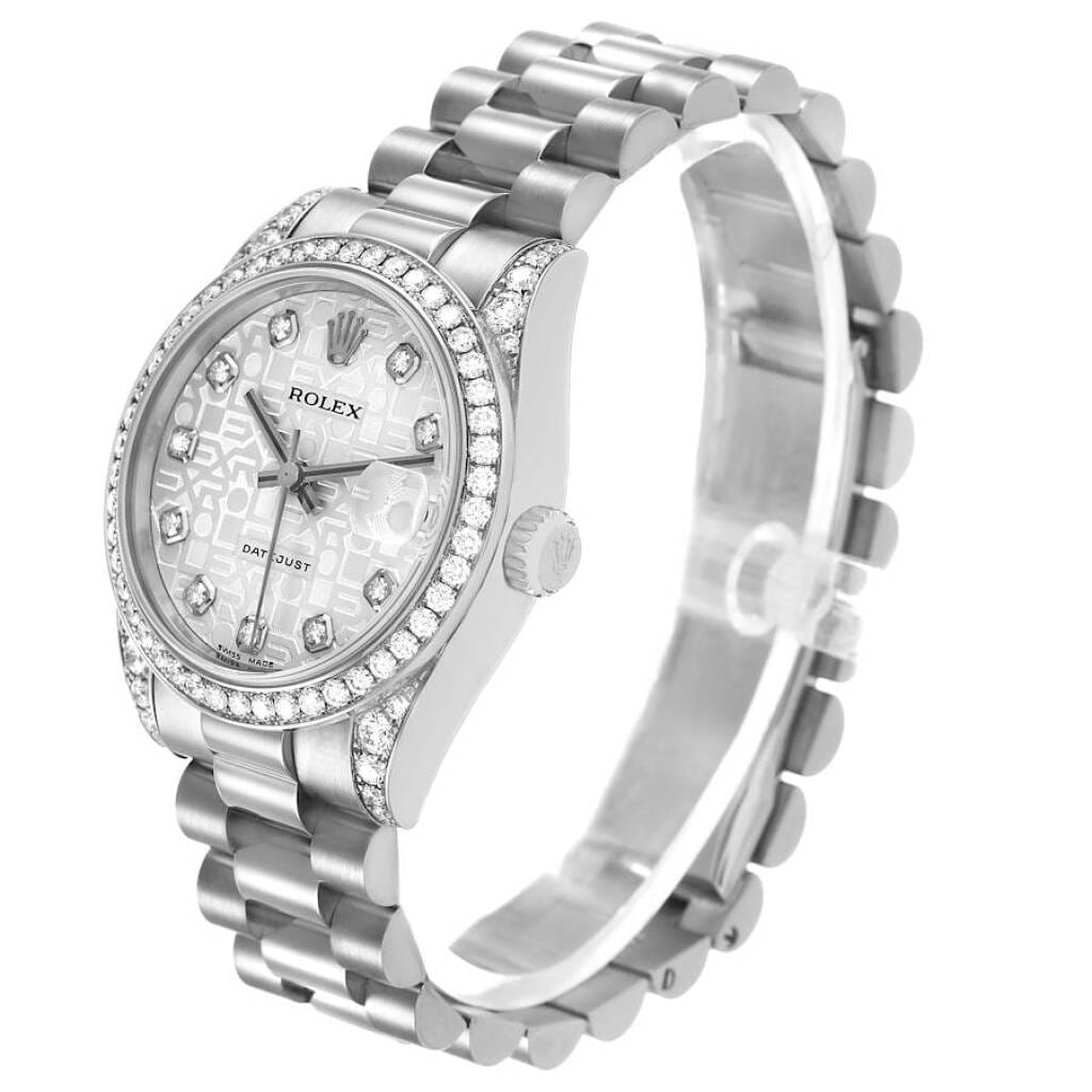 President Datejust (Reference 178159). A 31mm white gold diamond-set automatic wristwatch with date. 2007