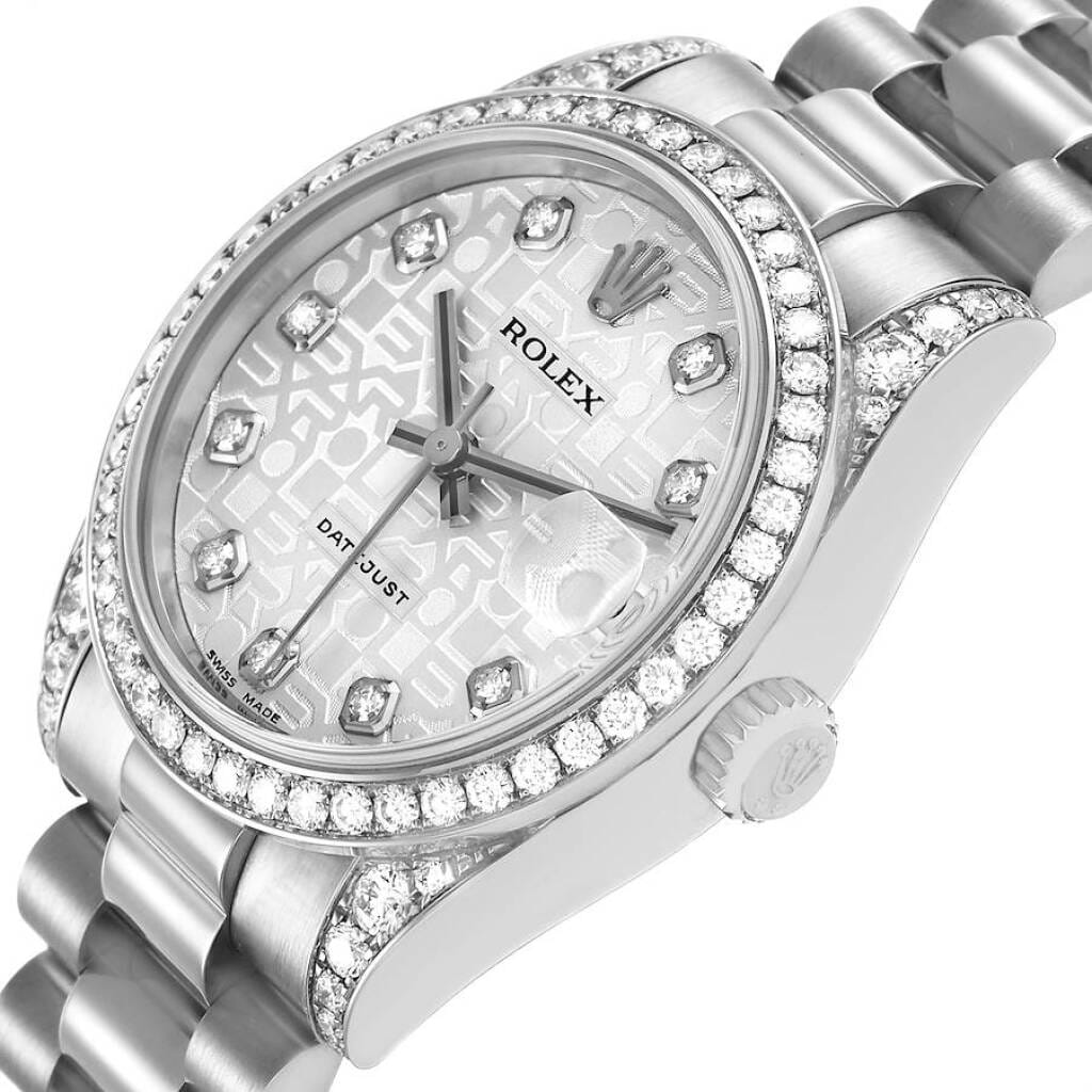 President Datejust (Reference 178159). A 31mm white gold diamond-set automatic wristwatch with date. 2007