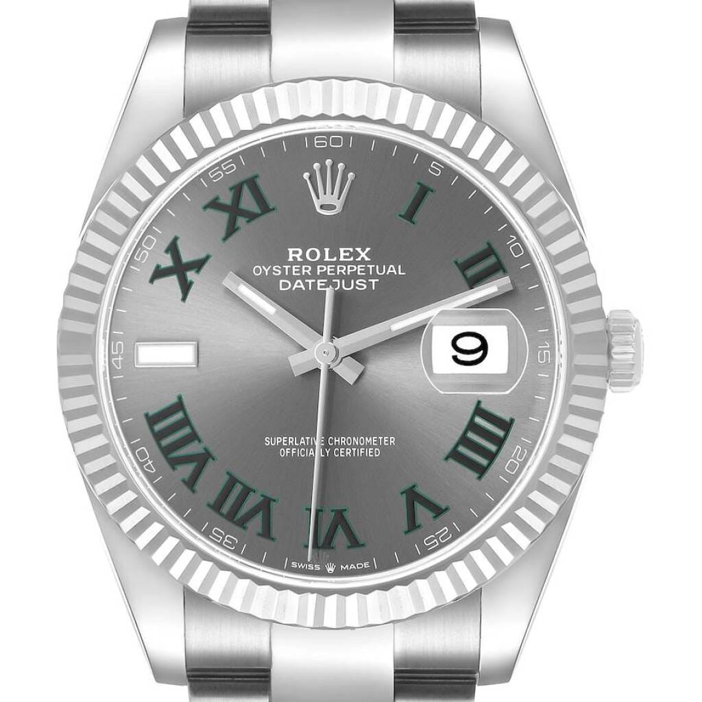 Datejust 'Wimbledon' (Reference 126334). A 41mm white gold stainless steel automatic wristwatch with date.