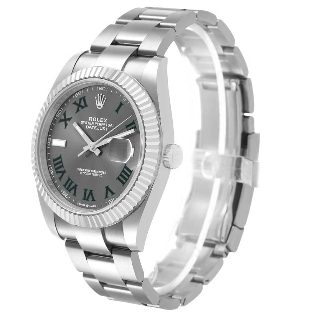 Datejust 'Wimbledon' (Reference 126334). A 41mm white gold stainless steel automatic wristwatch with date.