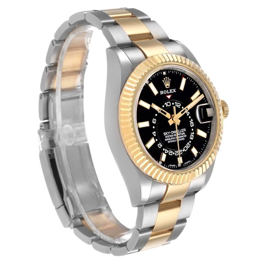 Sky-Dweller (Reference 326933). A 42mm yellow gold stainless steel automatic wristwatch with date and dual time. 2022
