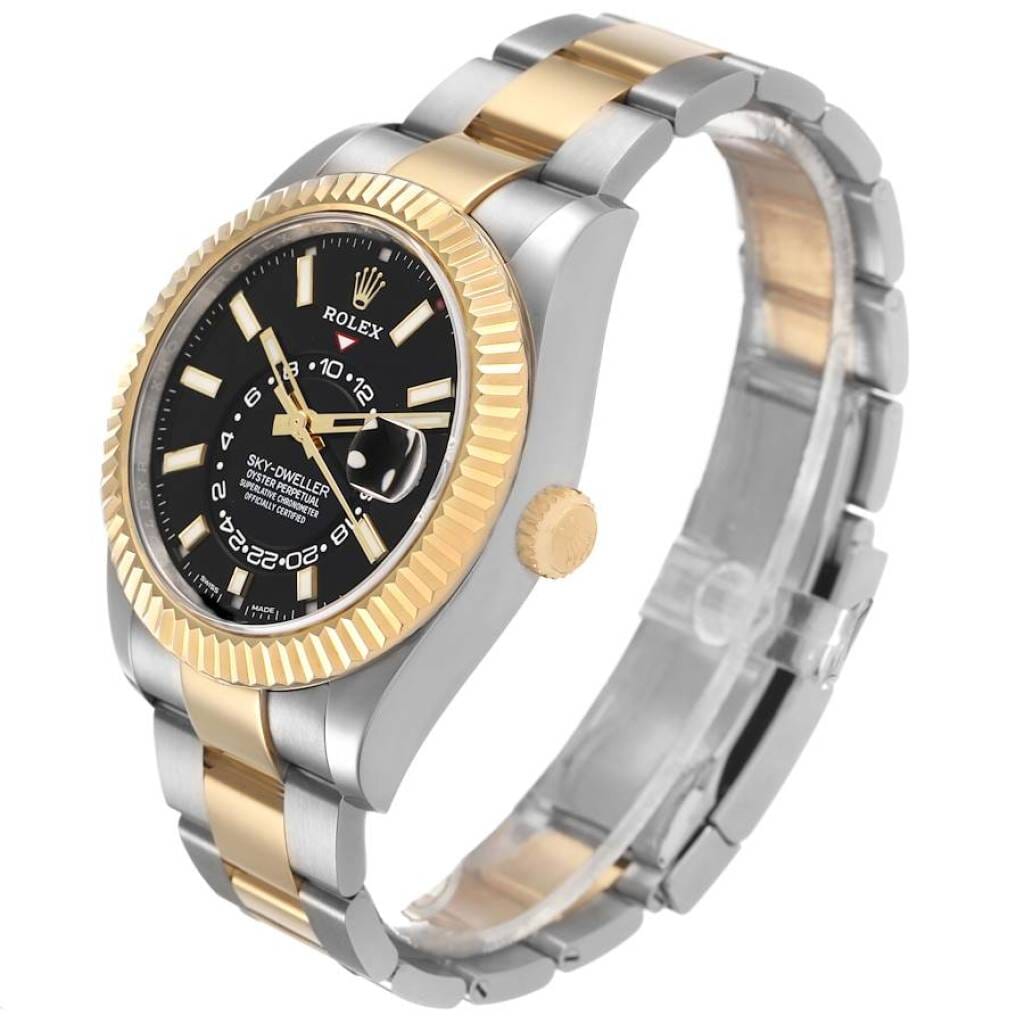 Sky-Dweller (Reference 326933). A 42mm yellow gold stainless steel automatic wristwatch with date and dual time. 2022