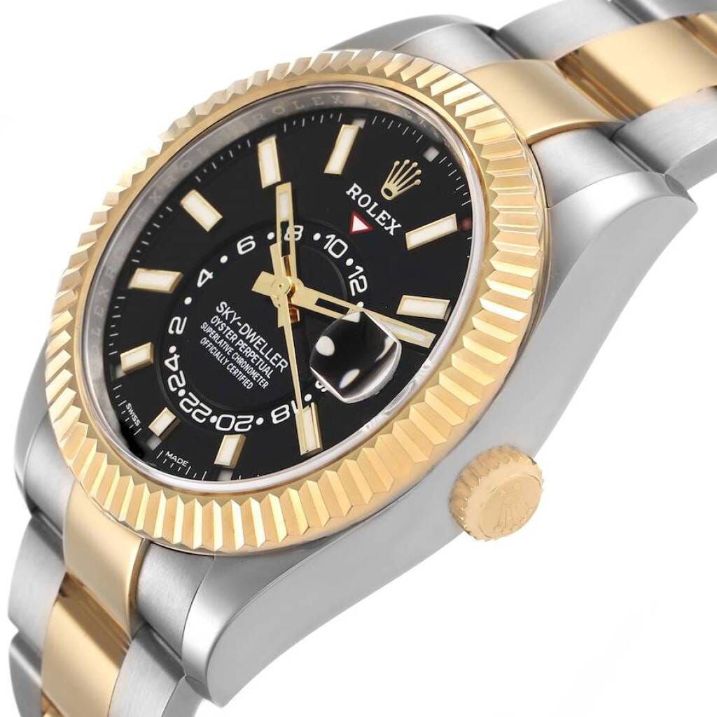 Sky-Dweller (Reference 326933). A 42mm yellow gold stainless steel automatic wristwatch with date and dual time. 2022