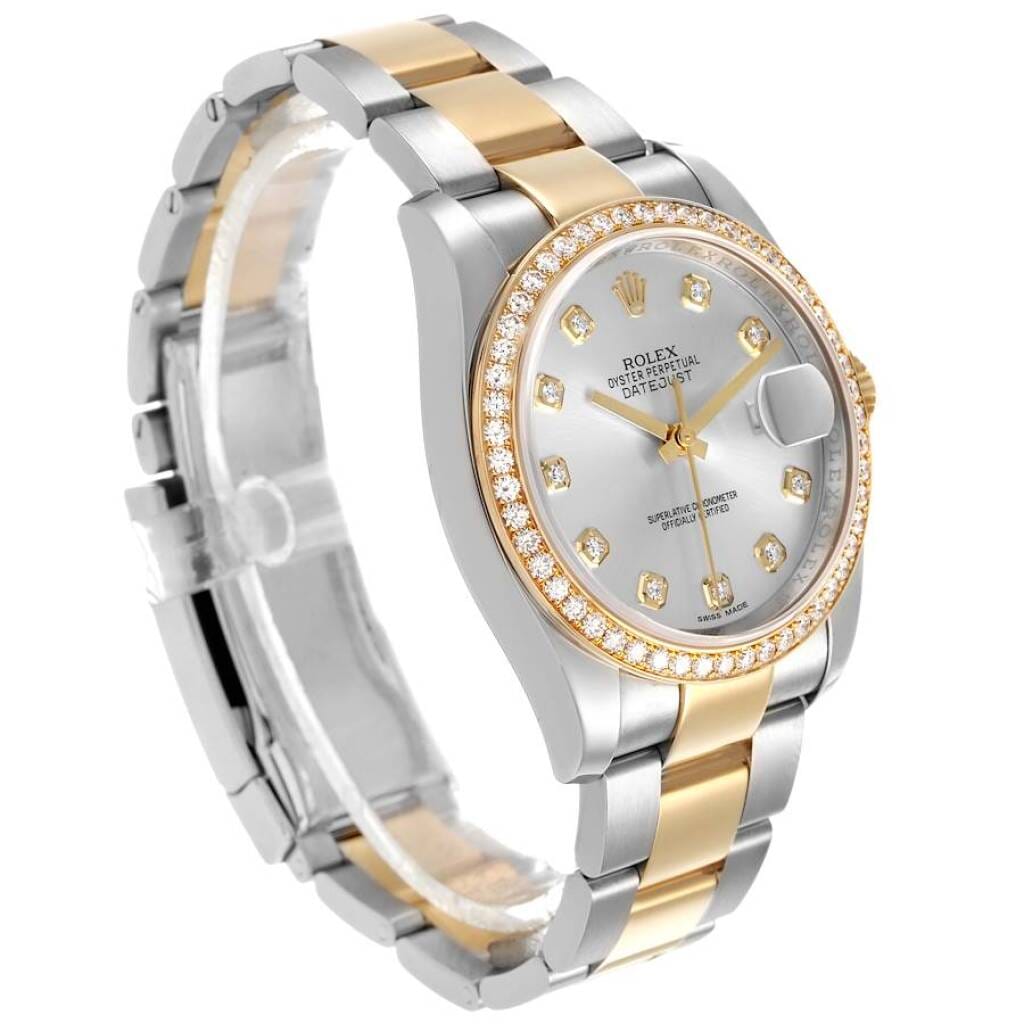Datejust (Reference 116243). A 36mm yellow gold stainless steel diamond-set automatic wristwatch with date. 2013