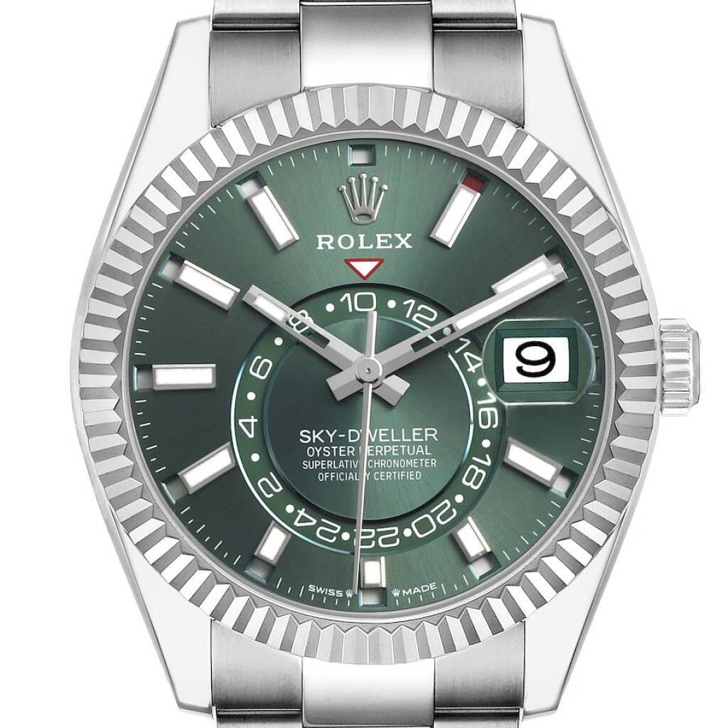 Sky-Dweller (Reference 336934). A 42mm unworn white gold stainless steel automatic wristwatch with date and dual time. 2026