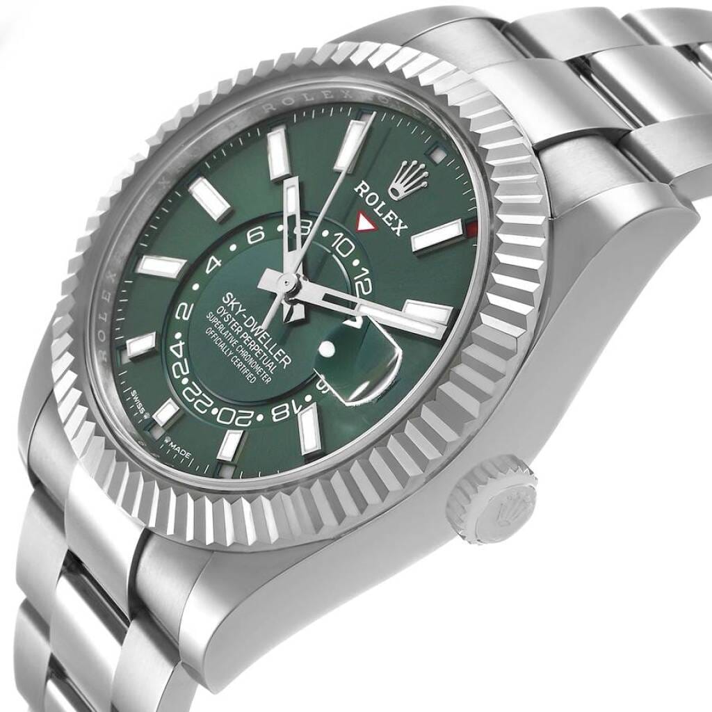 Sky-Dweller (Reference 336934). A 42mm unworn white gold stainless steel automatic wristwatch with date and dual time. 2026