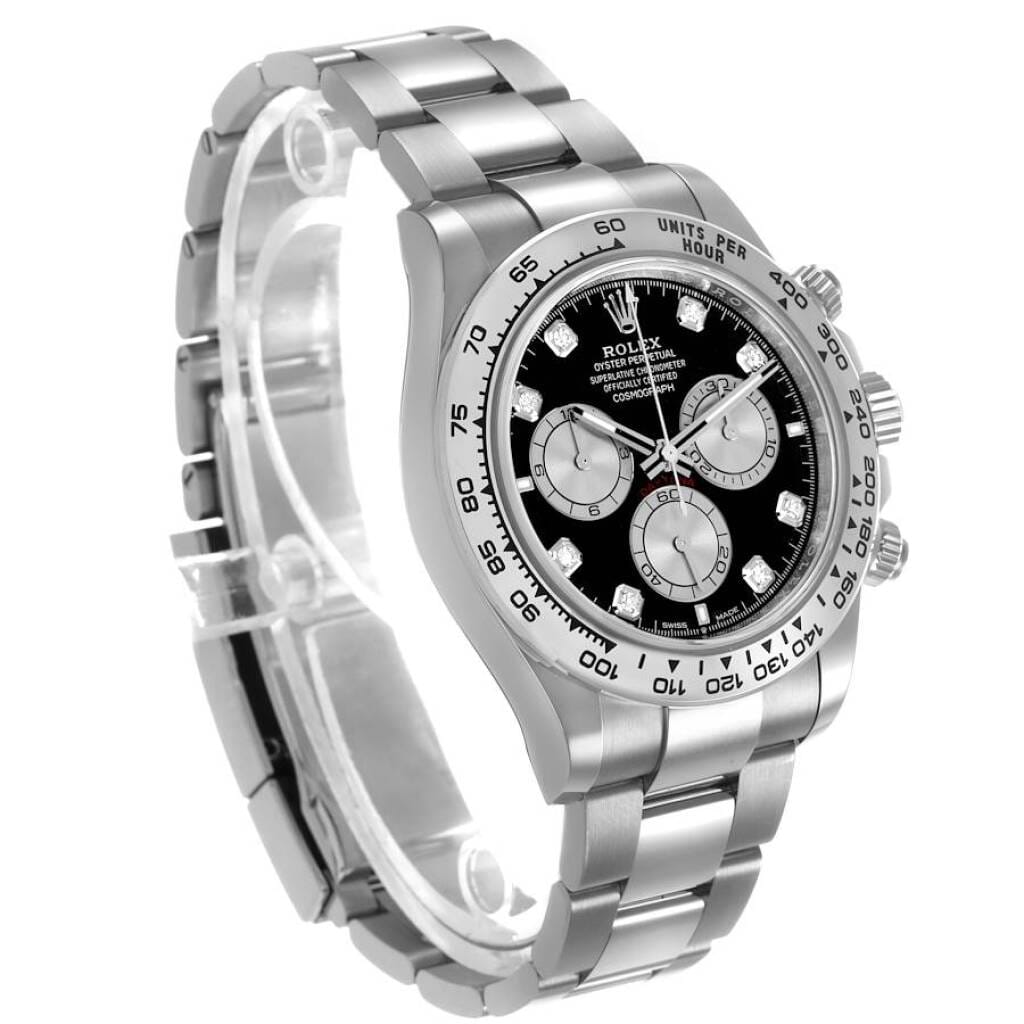 Cosmograph Daytona (Reference 126509). A 40mm unworn white gold diamond-set automatic wristwatch with chronograph. 2026