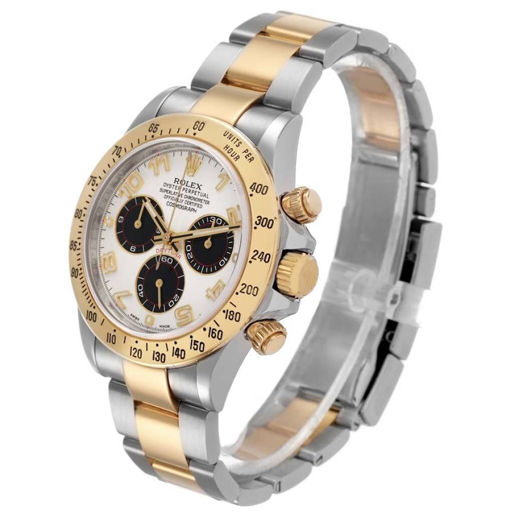 Cosmograph Daytona Panda Racing Dial (Reference 116523). A 40mm yellow gold stainless steel automatic wristwatch with chronograph. 2015