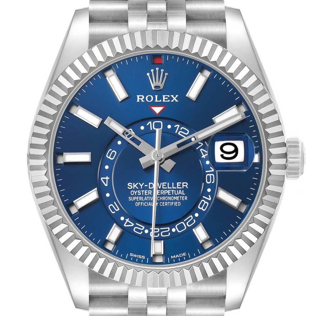 Sky-Dweller (Reference 326934). A 42mm white gold stainless steel automatic wristwatch with date and dual time. 2022