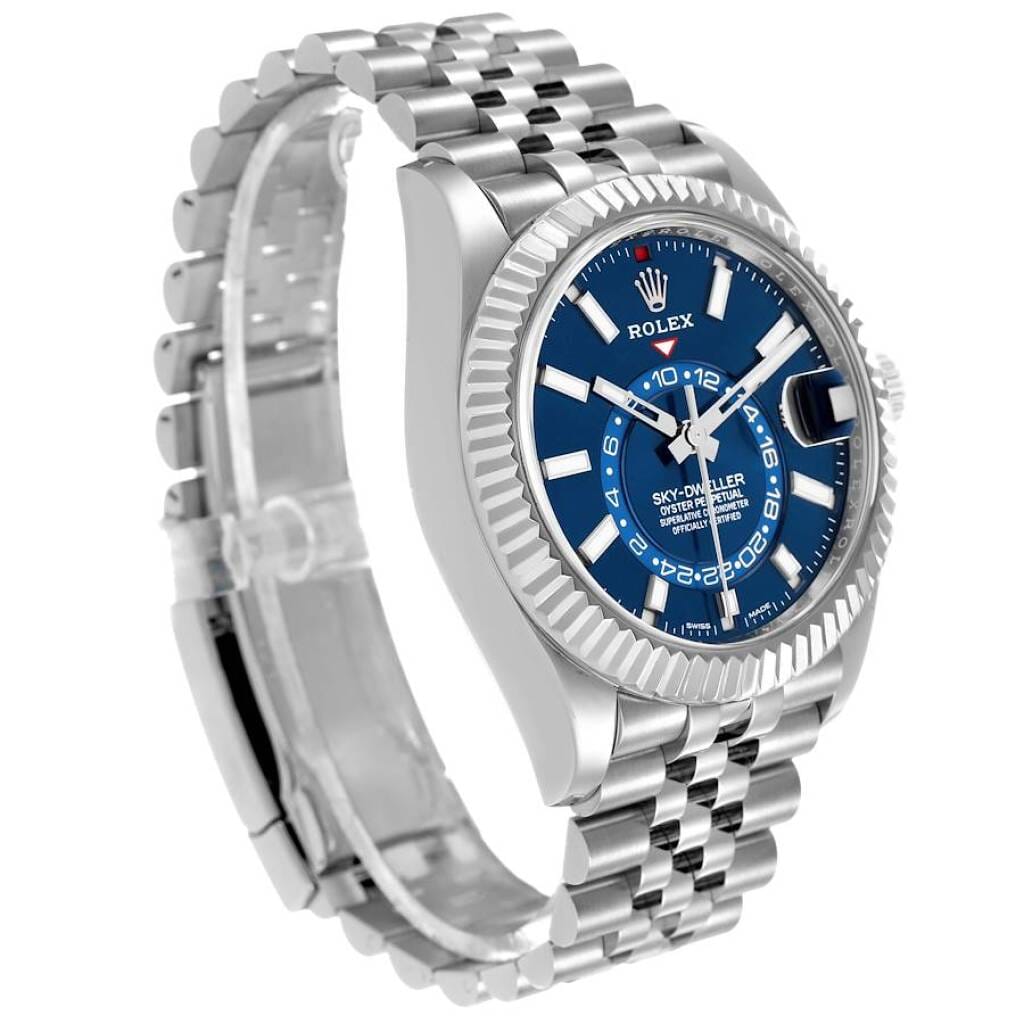 Sky-Dweller (Reference 326934). A 42mm white gold stainless steel automatic wristwatch with date and dual time. 2022