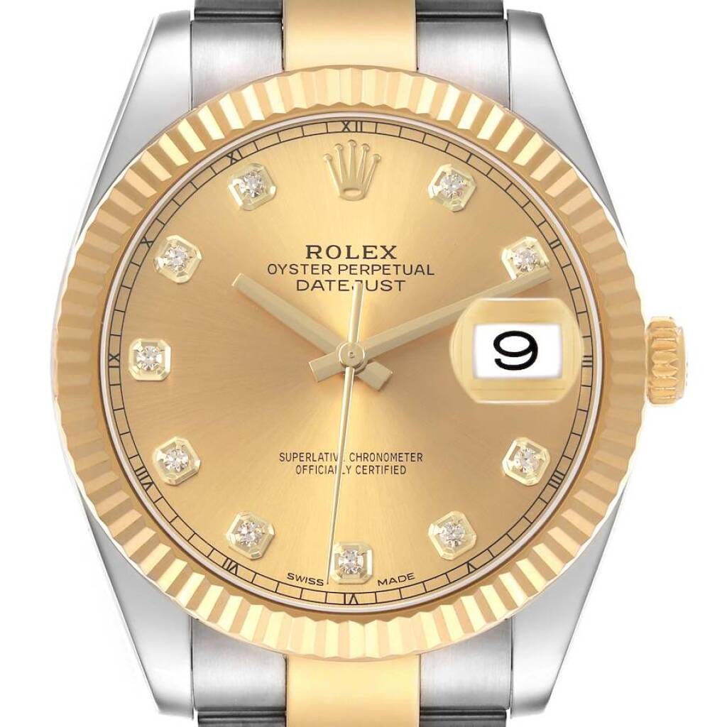 Datejust (Reference 126333). A 41mm yellow gold stainless steel diamond-set automatic wristwatch with date. 2017