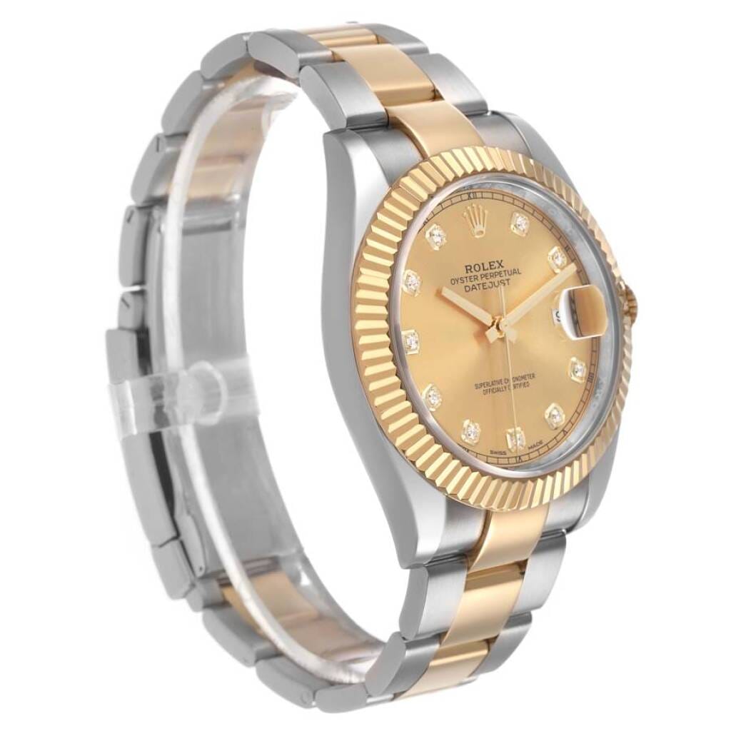 Datejust (Reference 126333). A 41mm yellow gold stainless steel diamond-set automatic wristwatch with date. 2017