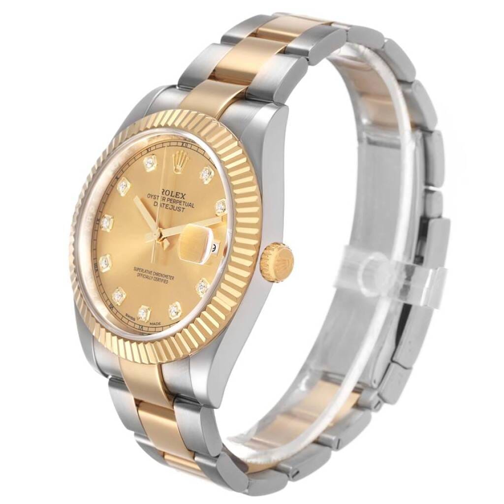 Datejust (Reference 126333). A 41mm yellow gold stainless steel diamond-set automatic wristwatch with date. 2017