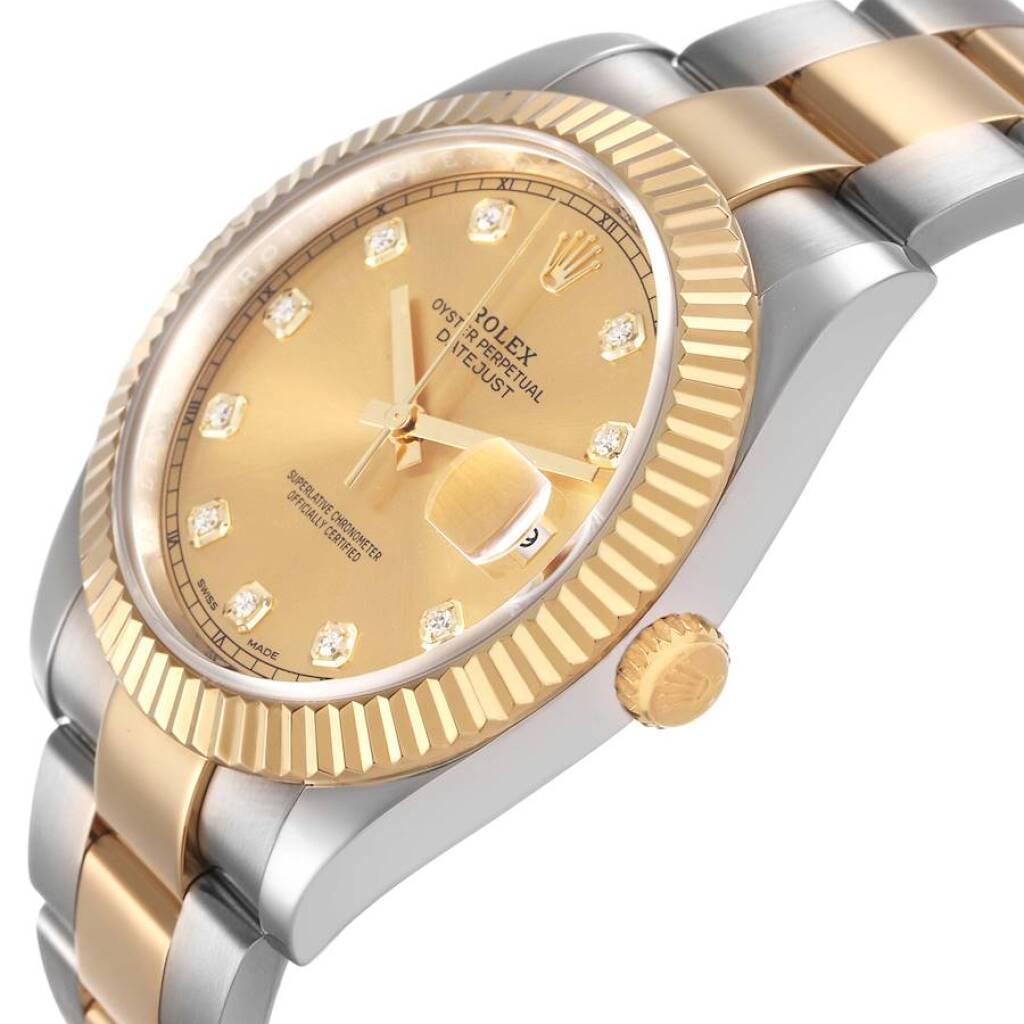 Datejust (Reference 126333). A 41mm yellow gold stainless steel diamond-set automatic wristwatch with date. 2017