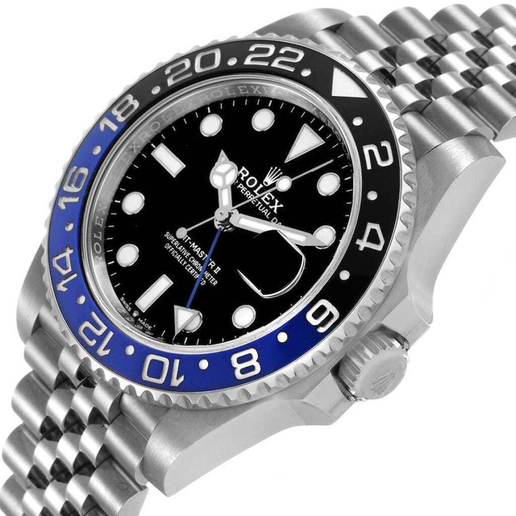 GMT-Master II 'Batgirl' (Reference 126710BLNR). A 40mm stainless steel automatic wristwatch with date and dual time. 2023