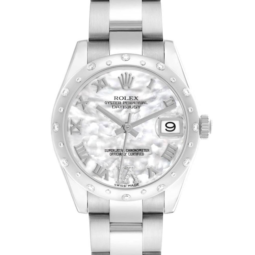 Datejust (Reference 178344). A 31mm white gold stainless steel diamond-set automatic wristwatch with date. 2018