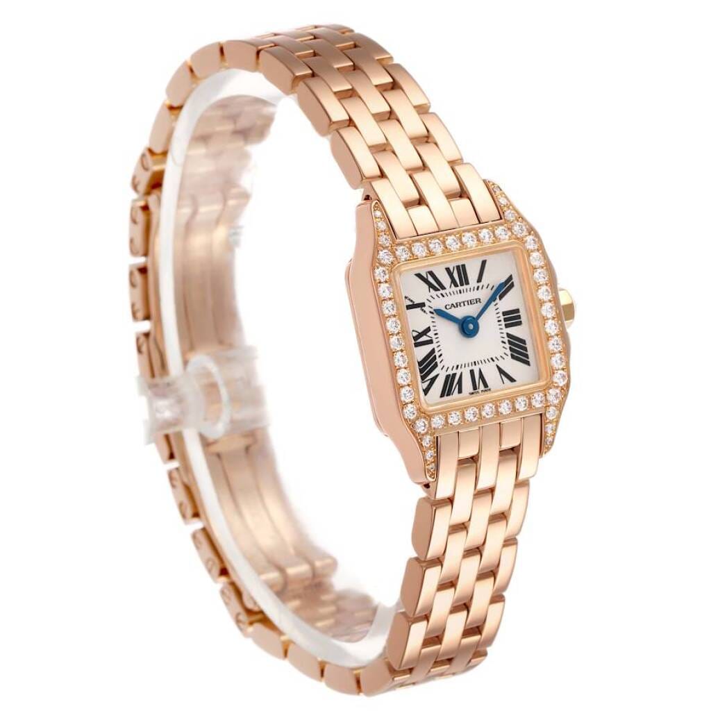 Santos Demoiselle (Reference WF9011Z8). A 20mm rose gold diamond-set quartz wristwatch.