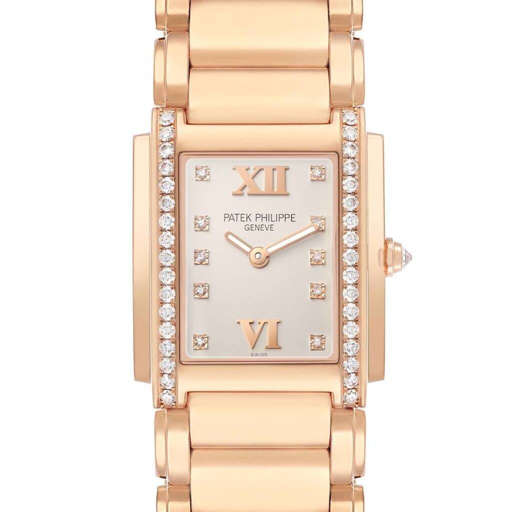 Twenty-4 (Reference 4910/11R-011). A 30mm rose gold diamond-set quartz wristwatch.