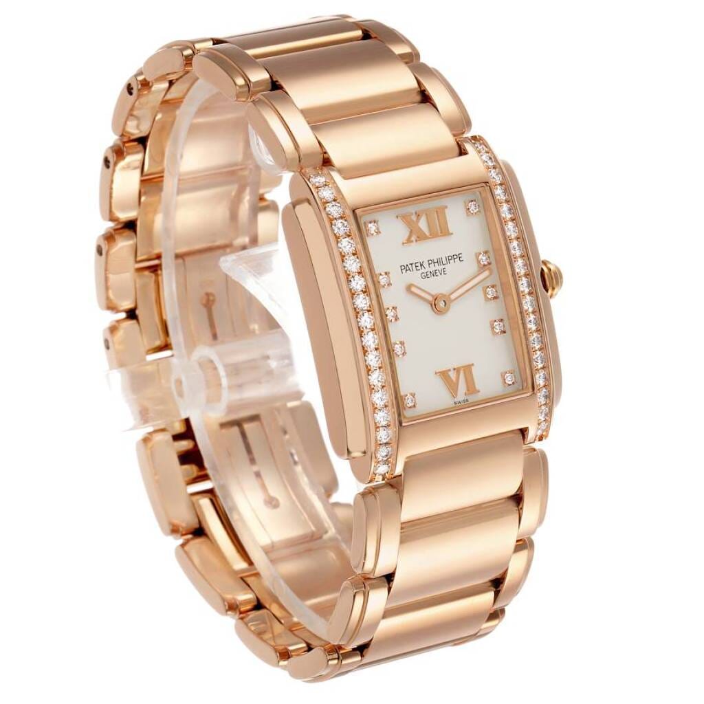 Twenty-4 (Reference 4910/11R-011). A 30mm rose gold diamond-set quartz wristwatch.
